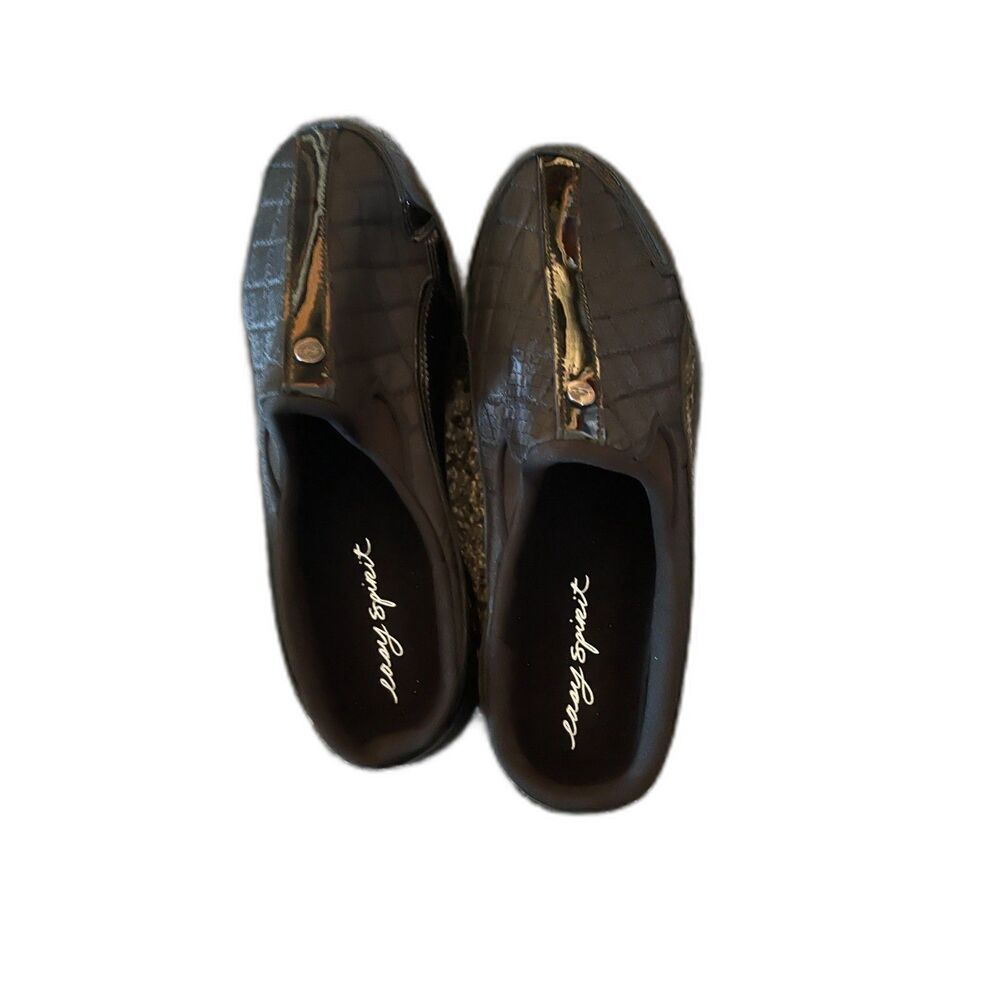 Easy Spirit Black Traveltime black patent leather mules Shoes 9-9 1/2W